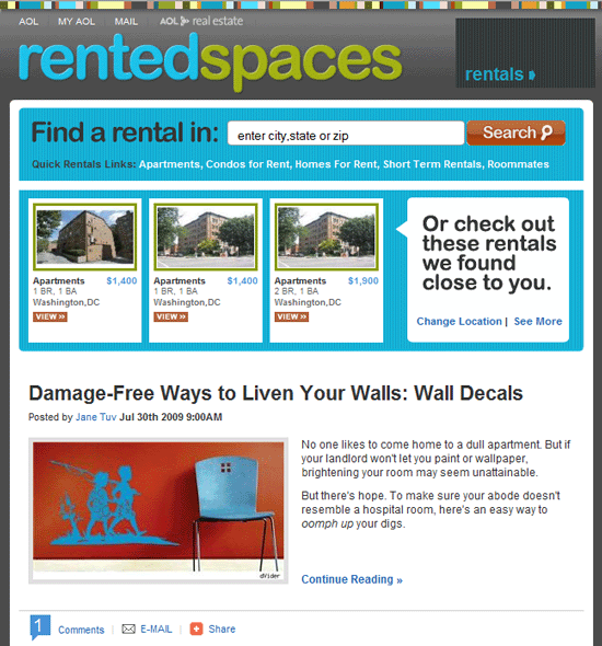 AOL Launches Site For Renters: Figure 1