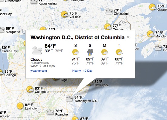It's Raining, It's Pouring: Google Maps Adds Weather Function: Figure 1
