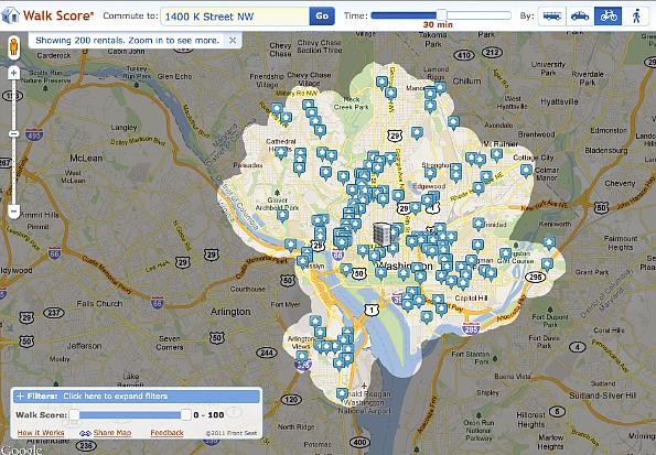 Walk Score Launches Apartment-Commute Search Tool: Figure 1