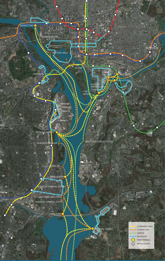 What a Large Water Transportation Network Would Look Like in the DC Area: Figure 1