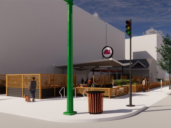 A Look at the 14th Street Beer Garden With a Filling Station Theme